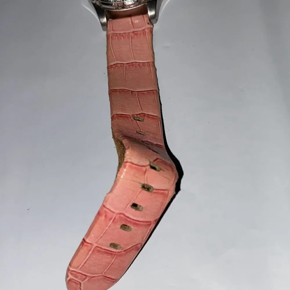 Fossil Blue Women's Silver Tone Date Pink Pave‎ Bezel 100M Quartz Watch OS